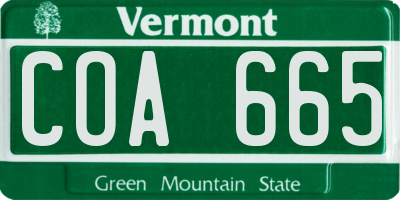 VT license plate COA665