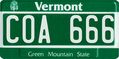 VT license plate COA666