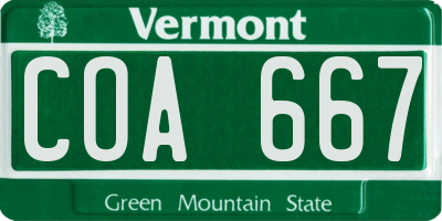 VT license plate COA667