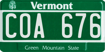 VT license plate COA676