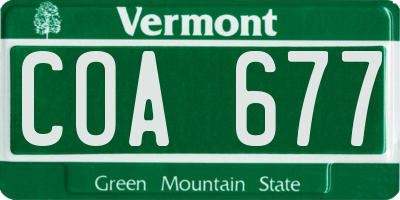 VT license plate COA677