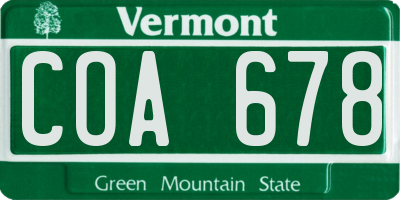 VT license plate COA678