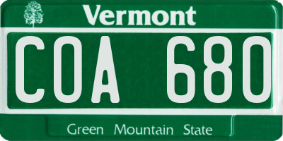 VT license plate COA680