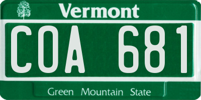 VT license plate COA681