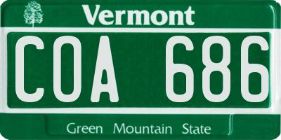 VT license plate COA686