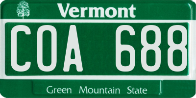 VT license plate COA688