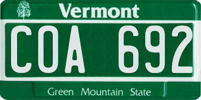 VT license plate COA692