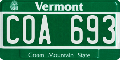 VT license plate COA693