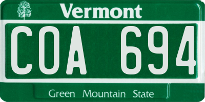 VT license plate COA694