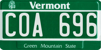 VT license plate COA696