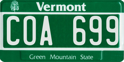 VT license plate COA699