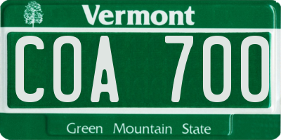 VT license plate COA700