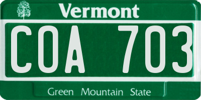 VT license plate COA703