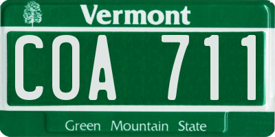 VT license plate COA711