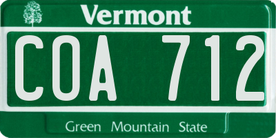 VT license plate COA712