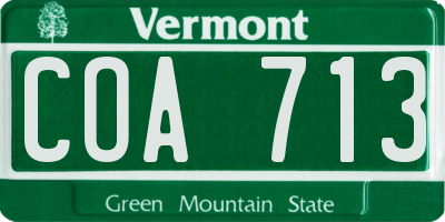 VT license plate COA713