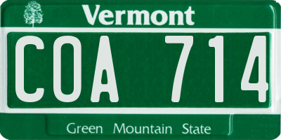 VT license plate COA714