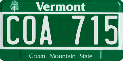 VT license plate COA715