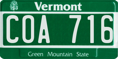 VT license plate COA716