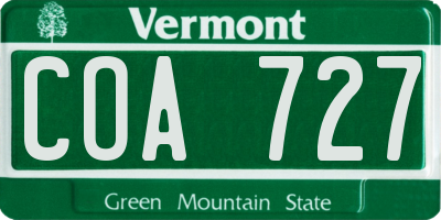 VT license plate COA727