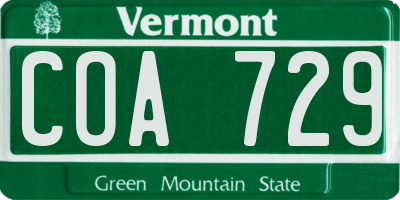 VT license plate COA729