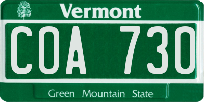 VT license plate COA730