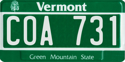 VT license plate COA731