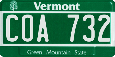 VT license plate COA732