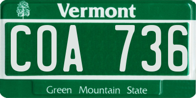 VT license plate COA736