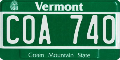 VT license plate COA740