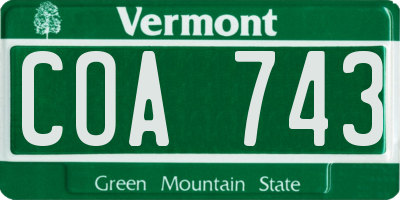VT license plate COA743