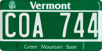 VT license plate COA744