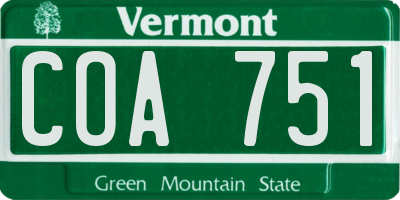 VT license plate COA751