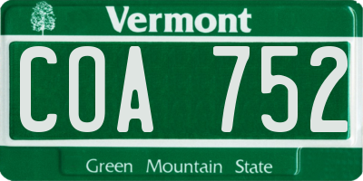 VT license plate COA752