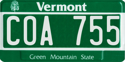VT license plate COA755