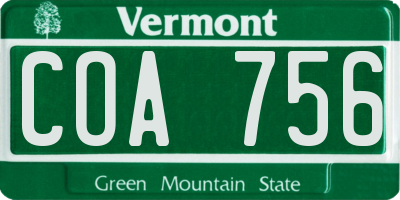 VT license plate COA756