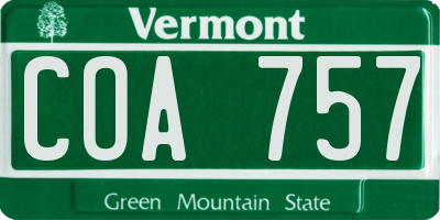 VT license plate COA757