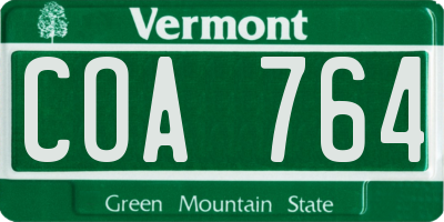 VT license plate COA764