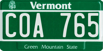 VT license plate COA765