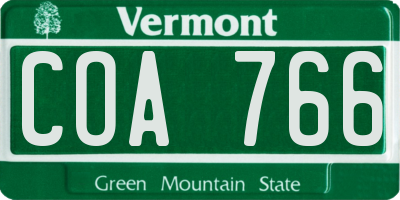 VT license plate COA766