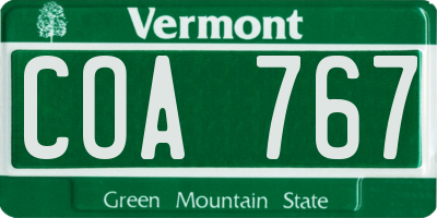 VT license plate COA767