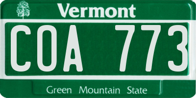 VT license plate COA773