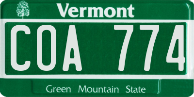 VT license plate COA774