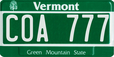 VT license plate COA777