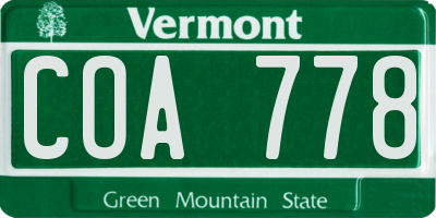 VT license plate COA778