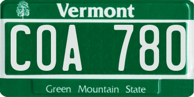 VT license plate COA780