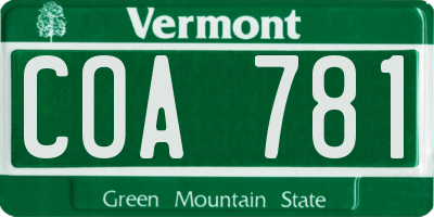 VT license plate COA781