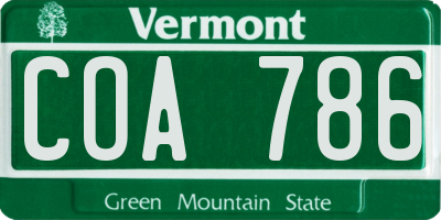 VT license plate COA786