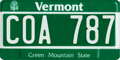 VT license plate COA787