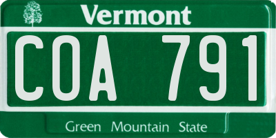 VT license plate COA791